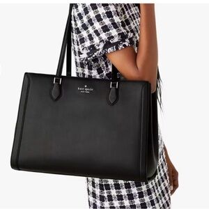 Kate Spade Black Leather Tote Elegant Business Essential